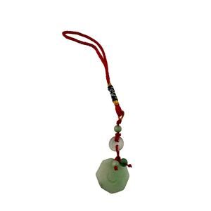 Jade Bagwa Protection Balance Chinese Style Red Cord Purse Car Home Charm